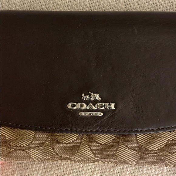 Coach Slim Envelope Wallet Signature Canvas Khaki/Brown Leather - Picture 5 of 8